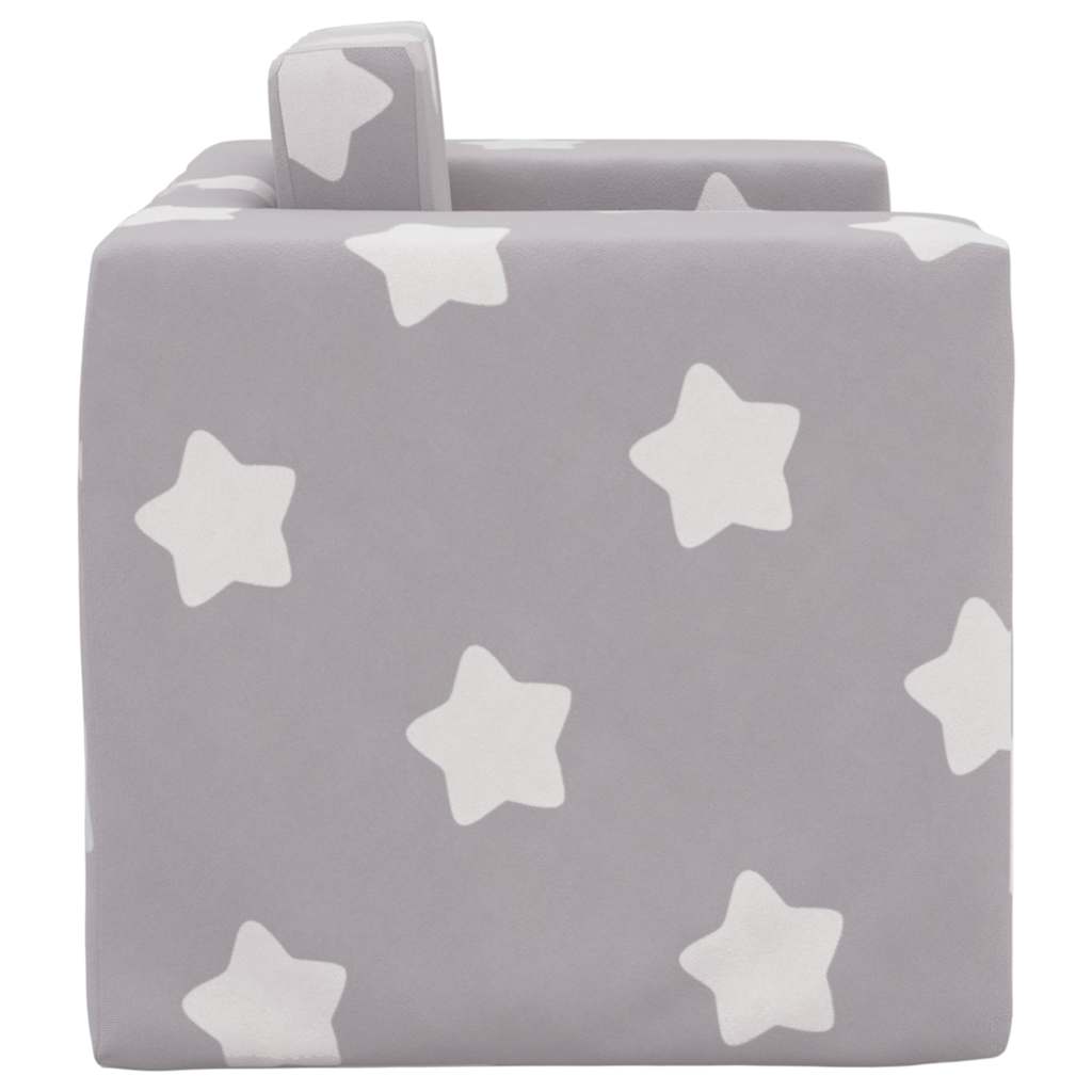 Divano Letto Bambini Grigio Chiaro Con Stelle Morbido Peluche