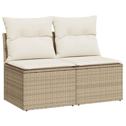 Set Divano Da Giardino 2 Pz Con Cuscini Beige Polyrattan Acacia