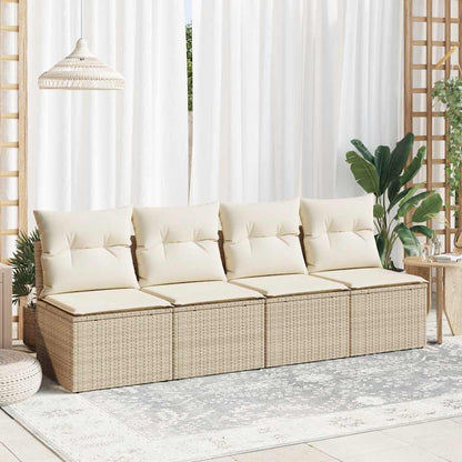 Set Divano Da Giardino 2 Pz Con Cuscini Beige Polyrattan Acacia