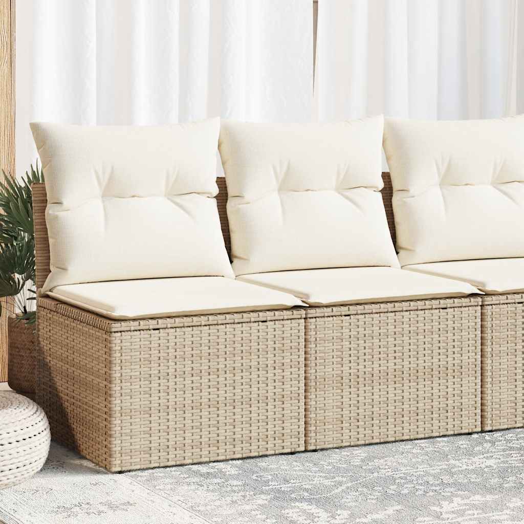 Set Divano Da Giardino 2 Pz Con Cuscini Beige Polyrattan Acacia