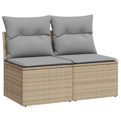 Set Divano Da Giardino 2 Pz Con Cuscini Beige Polyrattan Acacia