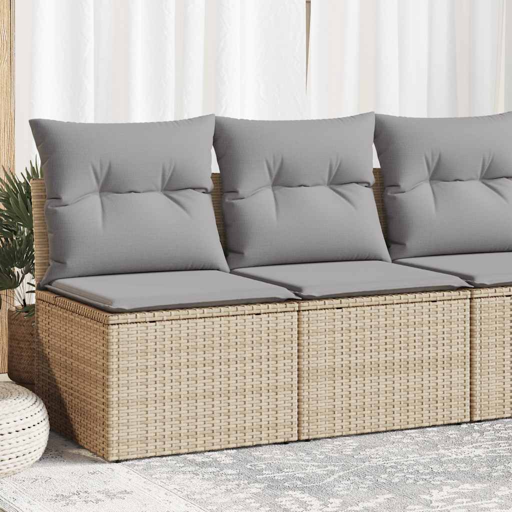 Set Divano Da Giardino 2 Pz Con Cuscini Beige Polyrattan Acacia