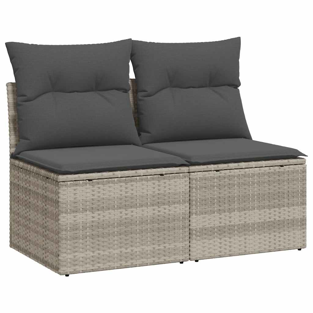 Divano Giardino 2pz Con Cuscini Grigio Chiaro Polyrattan Acacia