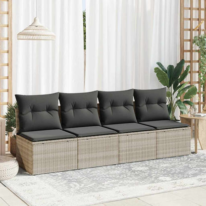 Divano Giardino 2pz Con Cuscini Grigio Chiaro Polyrattan Acacia