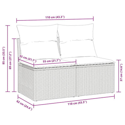 Divano Giardino 2pz Con Cuscini Grigio Chiaro Polyrattan Acacia