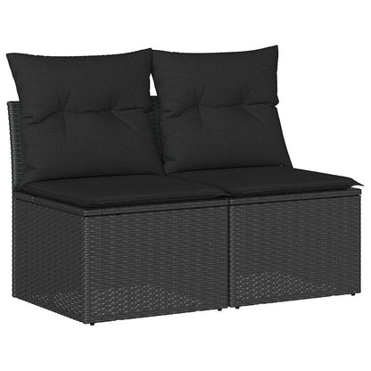 Set Divani Da Giardino Con Cuscini 2 Pz Nero Polyrattan Acacia