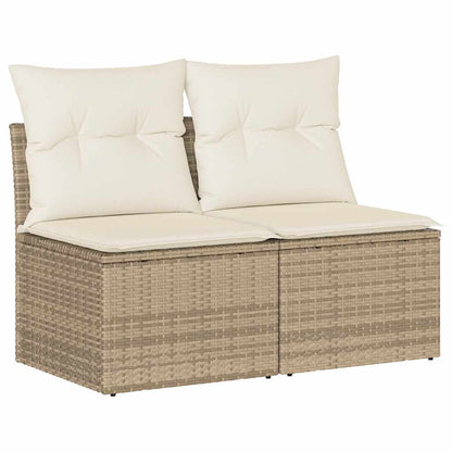 Set Divano Da Giardino 2 Pz Con Cuscini Beige Polyrattan Acacia