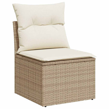 Set Divano Da Giardino 2 Pz Con Cuscini Beige Polyrattan Acacia