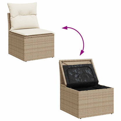 Set Divano Da Giardino 2 Pz Con Cuscini Beige Polyrattan Acacia