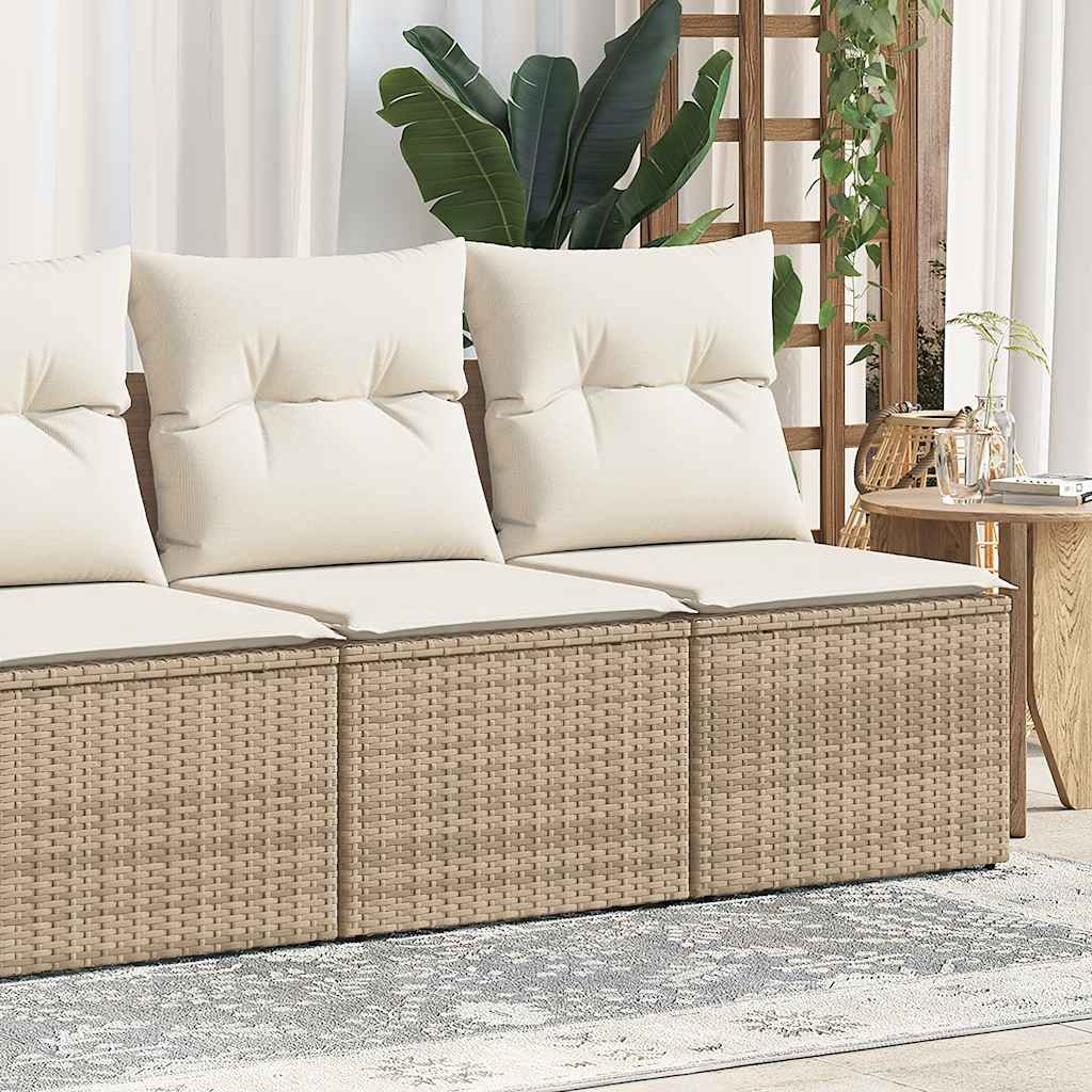 Set Divano Da Giardino 2 Pz Con Cuscini Beige Polyrattan Acacia