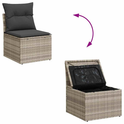 Divano Giardino 2pz Con Cuscini Grigio Chiaro Polyrattan Acacia