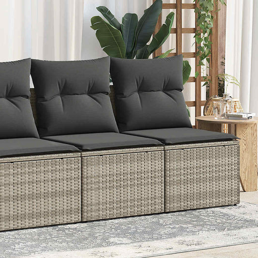 Divano Giardino 2pz Con Cuscini Grigio Chiaro Polyrattan Acacia