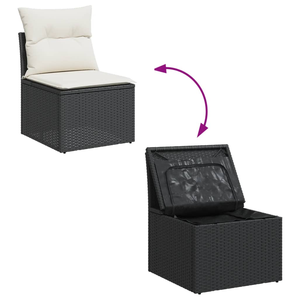 Set Divani Da Giardino 4 Pz Con Cuscini Nero In Polyrattan