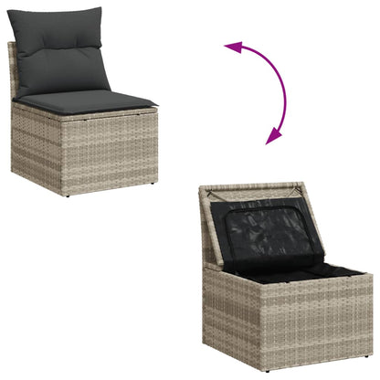 Set Divano Da Giardino 4pz Con Cuscini Grigio Chiaro Polyrattan