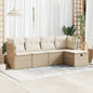 Set Divano Da Giardino 5 Pz Con Cuscini Beige In Polyrattan