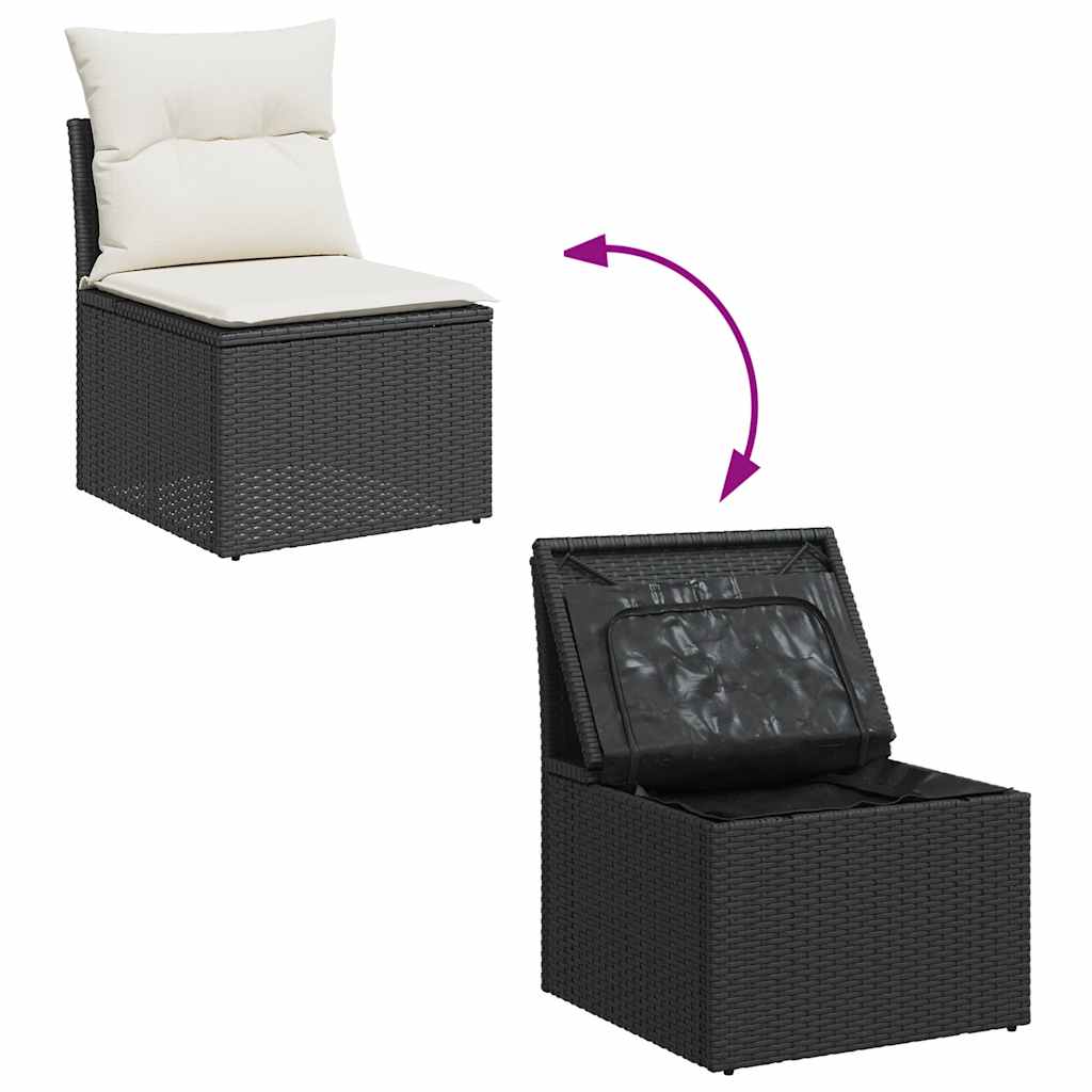 Set Divano Da Giardino 6 Pz Con Cuscini Nero In Polyrattan