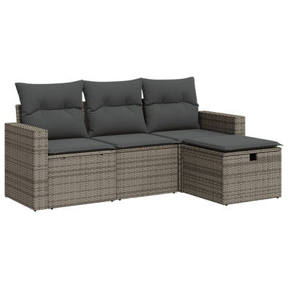 Set Divani Da Giardino 4 Pz Con Cuscini In Polyrattan Grigio