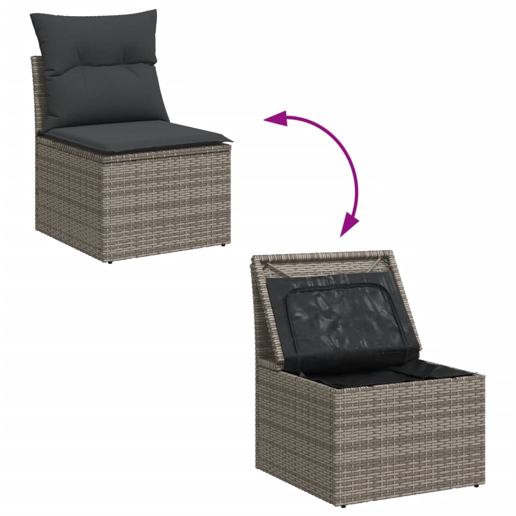 Set Divani Da Giardino 4 Pz Con Cuscini In Polyrattan Grigio