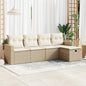 Set Divano Da Giardino 5 Pz Con Cuscini Beige In Polyrattan