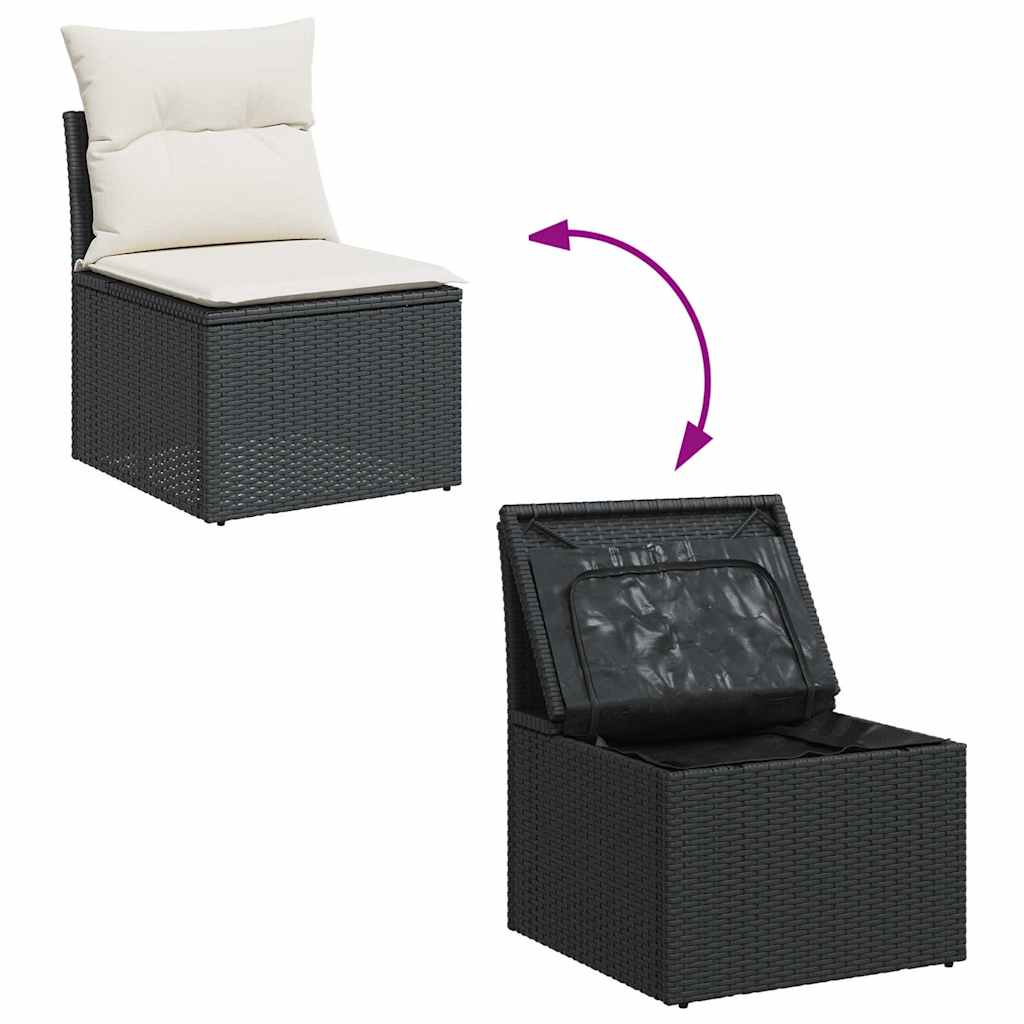 Set Divani Da Giardino 5 Pz Con Cuscini In Polyrattan Nero