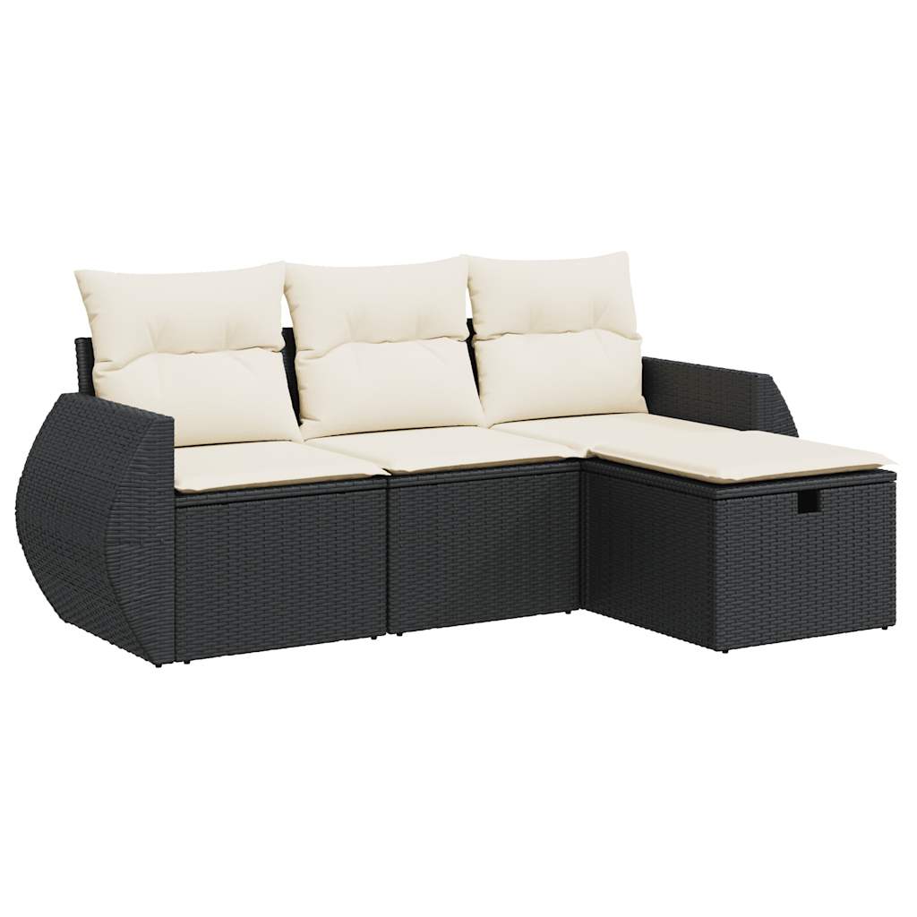 Set Divani Da Giardino 4 Pz Con Cuscini Nero In Polyrattan