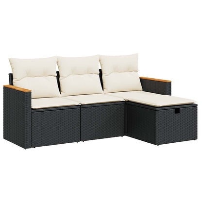 Set Divani Da Giardino 4 Pz Con Cuscini Nero In Polyrattan