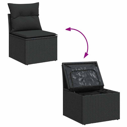 Set Divani Da Giardino 5 Pz Con Cuscini In Polyrattan Nero