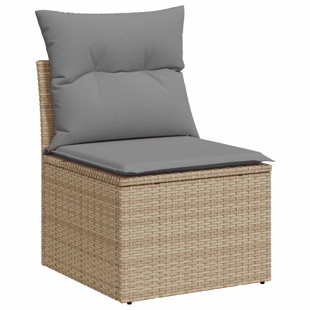 Set Divano Da Giardino 5 Pz Con Cuscini Beige In Polyrattan