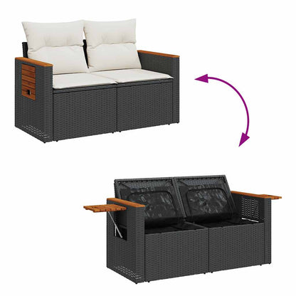 Set Divani Da Giardino 4 Pz Con Cuscini Nero In Polyrattan