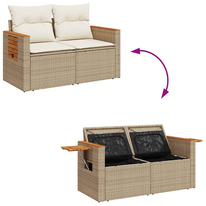 Set Divano Da Giardino 4 Pz Con Cuscini Beige In Polyrattan