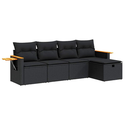 Set Divani Da Giardino 5 Pz Con Cuscini In Polyrattan Nero