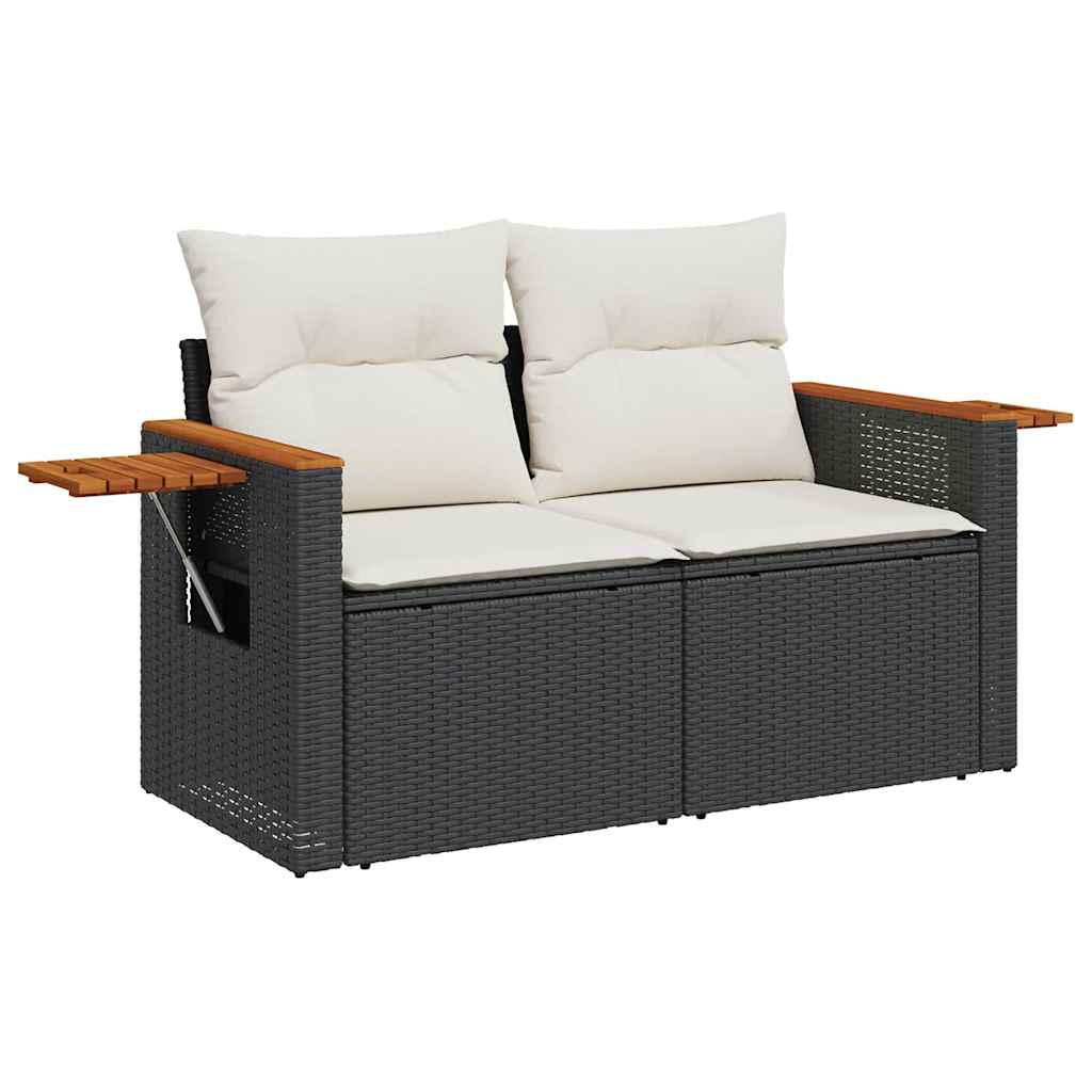 Set Divani Da Giardino 5 Pz Con Cuscini In Polyrattan Nero