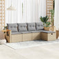 Set Divano Da Giardino 5 Pz Con Cuscini Beige In Polyrattan