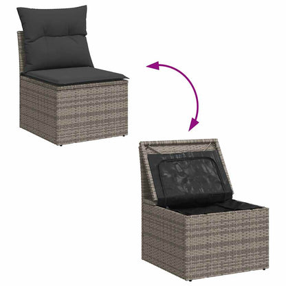 Set Divani Da Giardino 4 Pz Con Cuscini In Polyrattan Grigio