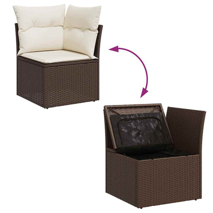 Set Divano Da Giardino 5 Pz Con Cuscini Marrone In Polyrattan