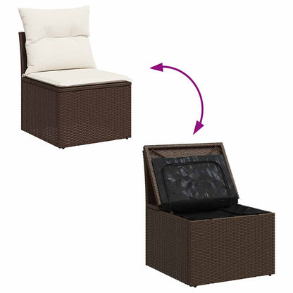 Set Divano Da Giardino 5 Pz Con Cuscini Marrone In Polyrattan