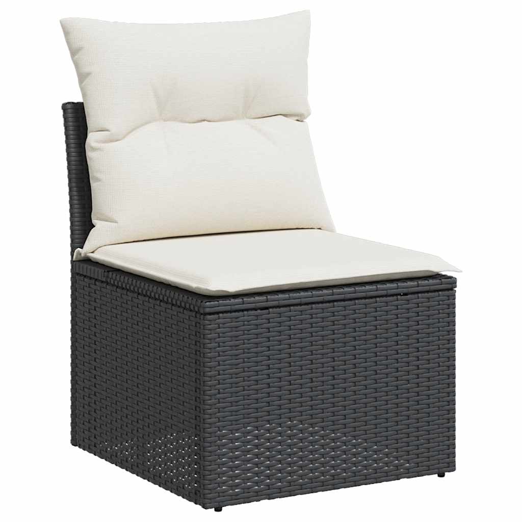 Set Divani Da Giardino 5 Pz Con Cuscini Nero Polyrattan Acacia