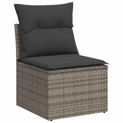 Set Divano Giardino 5 Pz Con Cuscini Grigio Polyrattan Acacia