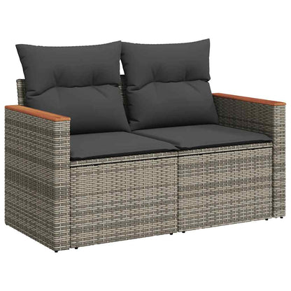 Set Divano Giardino 5 Pz Con Cuscini Grigio Polyrattan Acacia