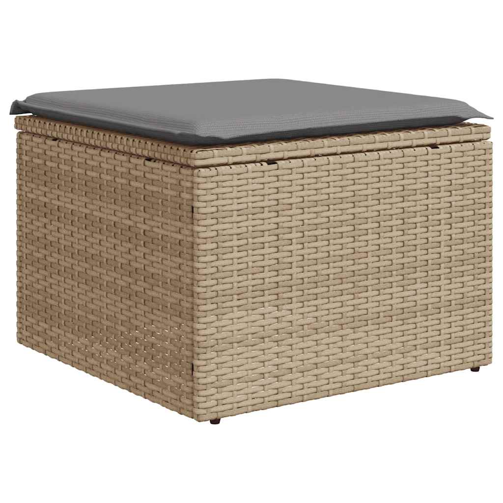 Set Divano Da Giardino 2 Pz Con Cuscini Beige Polyrattan Acacia