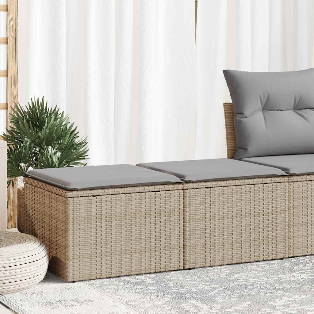 Set Divano Da Giardino 2 Pz Con Cuscini Beige Polyrattan Acacia