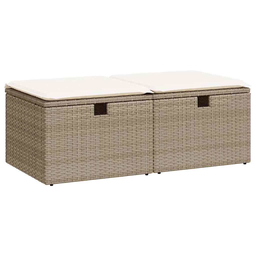 Set Divano Da Giardino 2 Pz Con Cuscini Beige Polyrattan Acacia