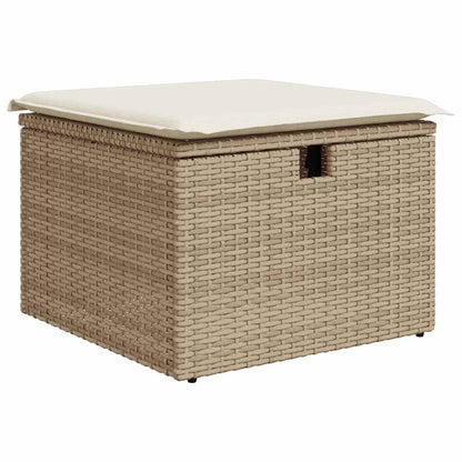 Set Divano Da Giardino 2 Pz Con Cuscini Beige Polyrattan Acacia