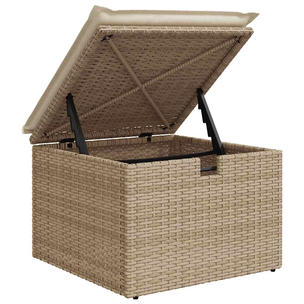 Set Divano Da Giardino 2 Pz Con Cuscini Beige Polyrattan Acacia