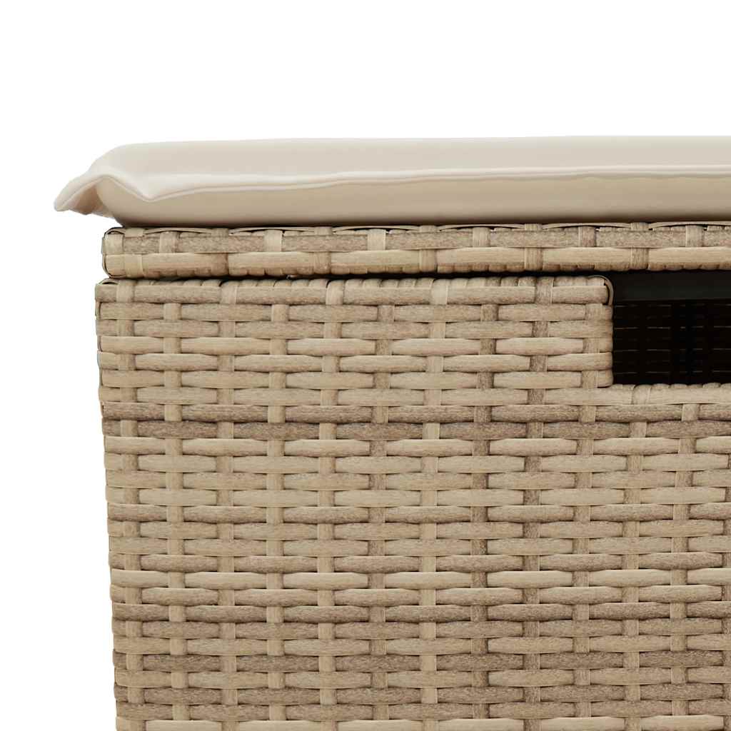 Set Divano Da Giardino 2 Pz Con Cuscini Beige Polyrattan Acacia