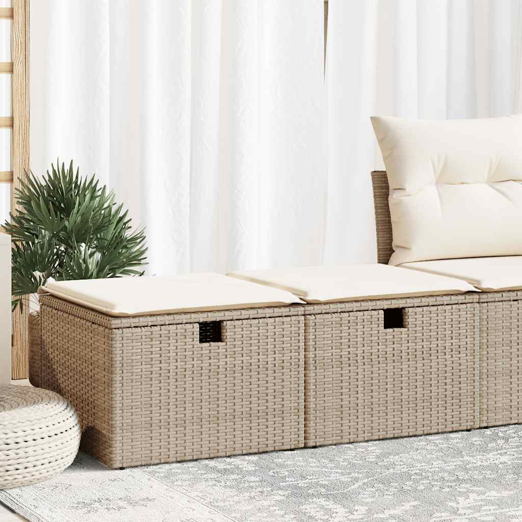 Set Divano Da Giardino 2 Pz Con Cuscini Beige Polyrattan Acacia