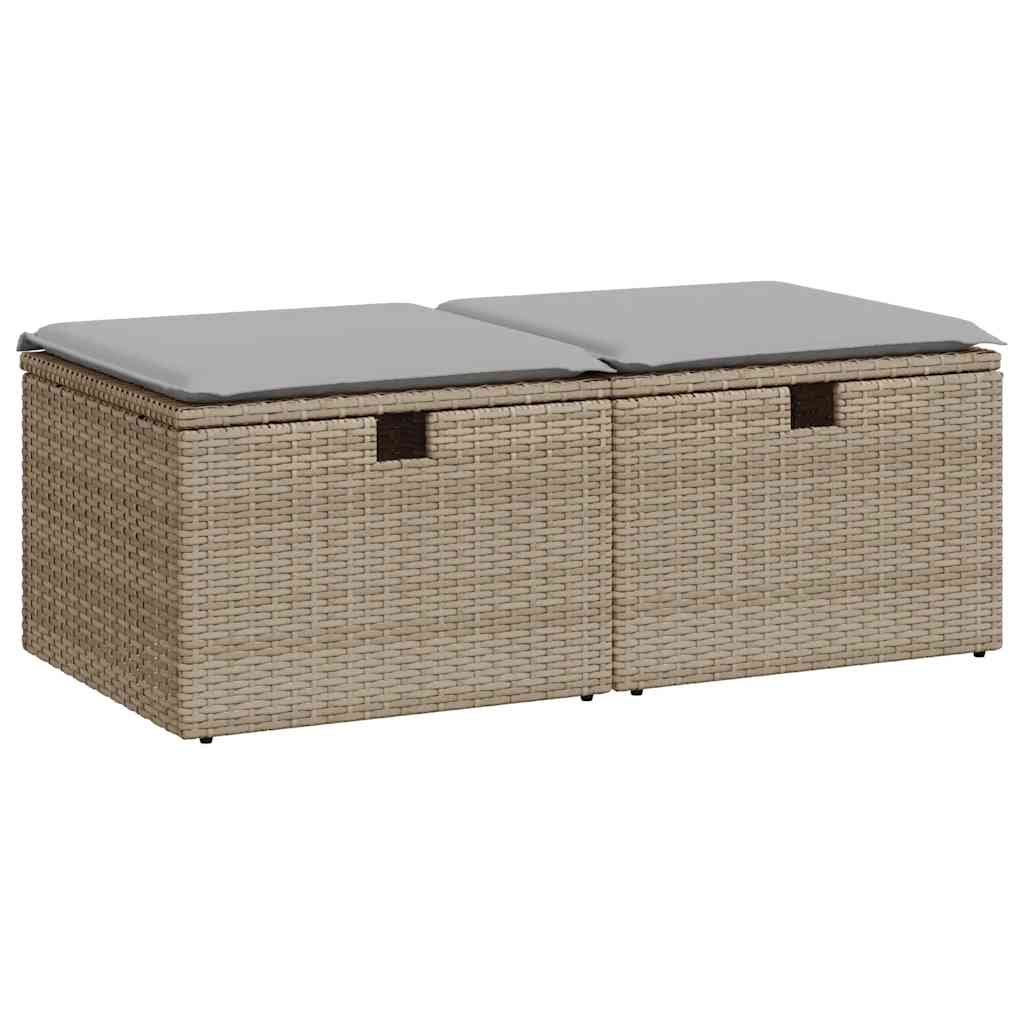 Set Divano Da Giardino 2 Pz Con Cuscini Beige Polyrattan Acacia