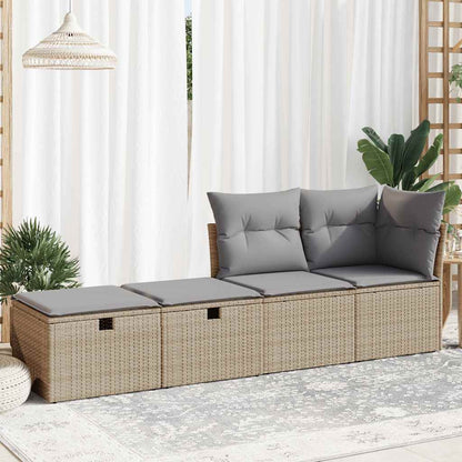 Set Divano Da Giardino 2 Pz Con Cuscini Beige Polyrattan Acacia