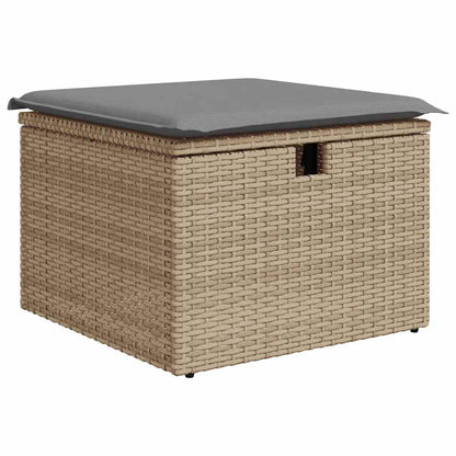 Set Divano Da Giardino 2 Pz Con Cuscini Beige Polyrattan Acacia