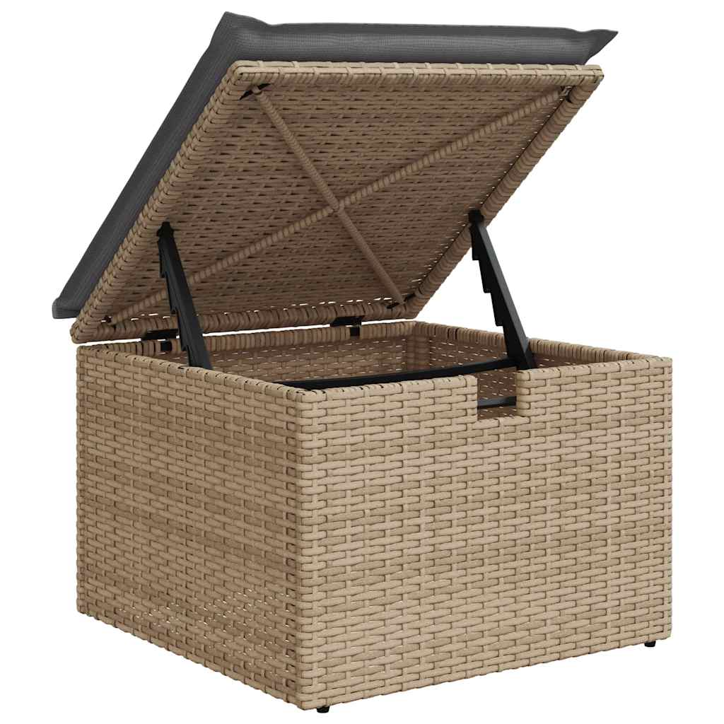 Set Divano Da Giardino 2 Pz Con Cuscini Beige Polyrattan Acacia